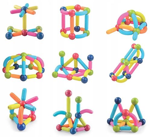 KLOCKI MAGNETYCZNE EDUKACYJNE DUŻE 84 ELEMENTY KONSTRUKCYJNE ZESTAW na Arena.pl