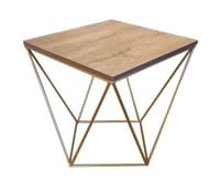 Stolik kawowy druciany LOFT Industrial orzech/złoty