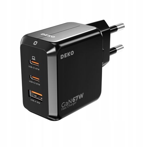 ŁADOWARKA USB C 3x USB 67W 65W TYP C UNIWERSALNA CZARNA + KABEL USB C 100W na Arena.pl
