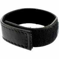 metal hard leather body - czarny regulowany pasek skorzany z rzepem