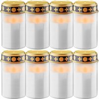 8x ZNICZ WIECZNA LAMPKA WKŁADY DO ZNICZY ŚWIECZKA LED ZNICZE NA GRÓB GROBY
