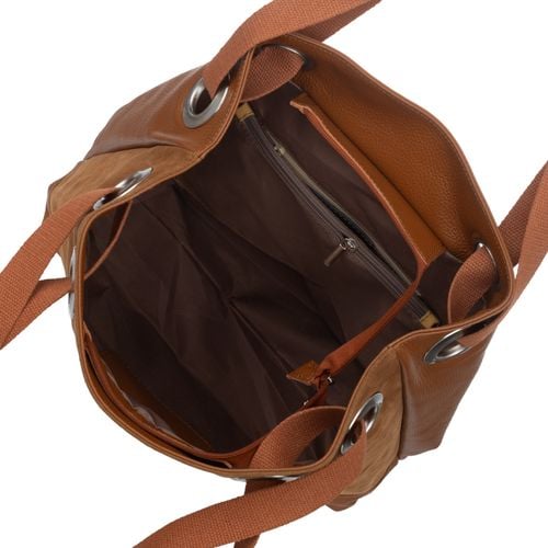 VERA PELLE torebka zamszowa shopper z parcianymi rączkami V707 camel na Arena.pl