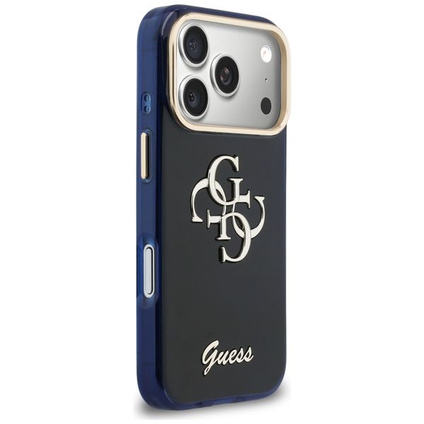 etui guess iml 4g script metal do iphone 17 pro max niebieski zdjęcie 4
