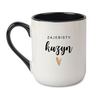 KUBEK "ZAJEBISTY KUZYN" Wzór - Elegant Coffee Czarny 330 ml