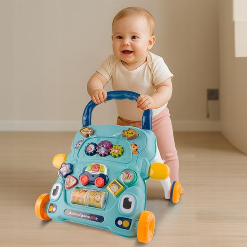 CHODZIK PCHACZ AUTKO ZABAWKA EDUKACYJNA INTERKATYWNA SORTER RUCHOME KLOCKI na Arena.pl