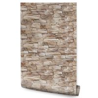 Tapeta Do Salonu Brązowy KAMIEŃ Łupek Cegła Mur