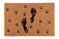 Wycieraczka kokosowa podgumowana prostokątna 60 x 40 cm ślady stóp łapki