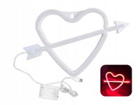 neon LED USB serce i strzała znak miłości czerwone