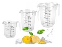 Dzbanek plastikowy z miarką i uchwytem zestaw 3 szt. 250+500+1000 ml