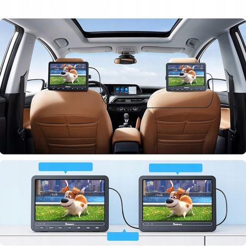 NAVISKAUTO Przenośny odtwarzacz DVD 10,5” z 2 monitorami do samochodu na Arena.pl