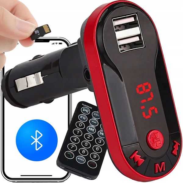 TRANSMITER FM BLUETOOTH ŁADOWARKA MP3 2XUSB SD LCD zdjęcie 1