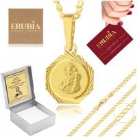 ZŁOTY ŁAŃCUSZEK SREBRO 925 585 ZAWIESZKA MEDALIK KOMUNIJNY DLA DZIEWCZYNKI