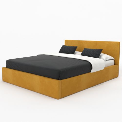 ŁÓŻKO TAPICEROWANE DO SYPIALNI 120x200 ŁÓŻKO PODWÓJNE Z POJEMNIKIEM ŻÓŁTE na Arena.pl