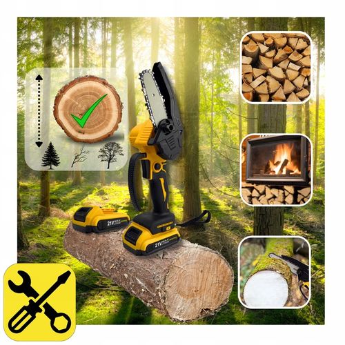 Piła Łańcuchowa Akumulatorowa Mini Pilarka 4''/6'' cali 2xAKU 2xPROWADNICE na Arena.pl