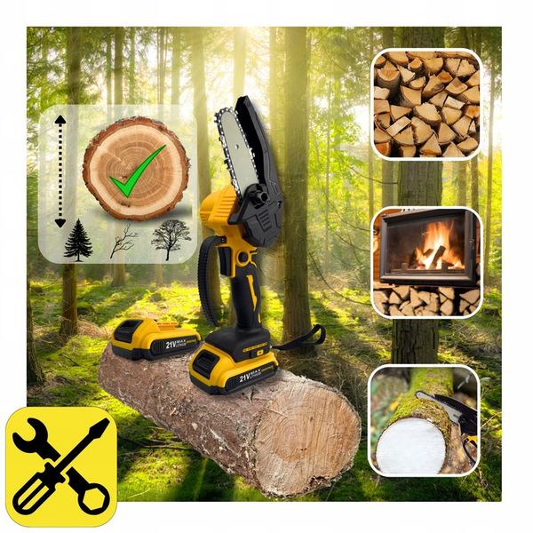 Piła Łańcuchowa Akumulatorowa Mini Pilarka 4''/6'' cali 2xAKU 2xPROWADNICE zdjęcie 5