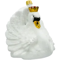 Bombka choinkowa szklana: Królewski Łabędź w koronie: biały