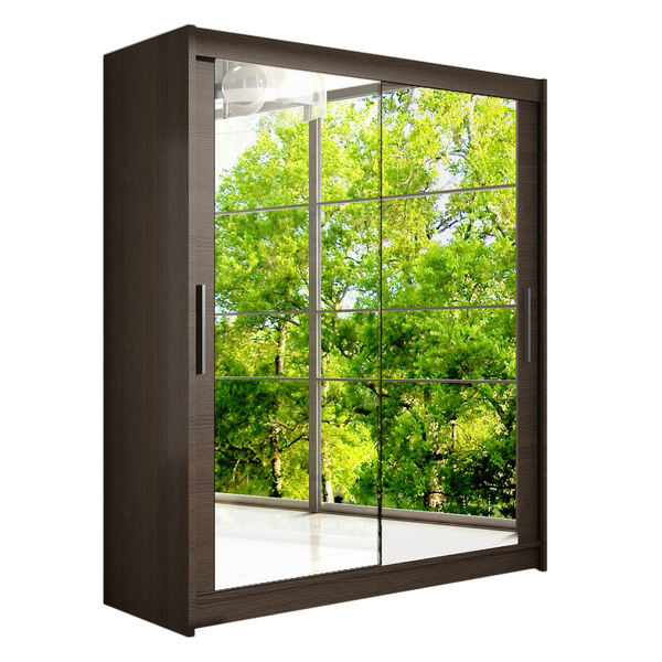 Szafa przesuwna Westa XI z lustrem 150cm - pojemna garderoba - CHOCO zdjęcie 1