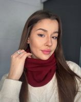 KOMPLET DAMSKI CZAPKA KOMIN WIOSNA JESIEŃ LEKKI ELEGANCKI BORDOWY 2917