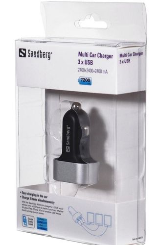 Sandberg multi ładowarka samochodowa 3xUSB 7.2A na Arena.pl