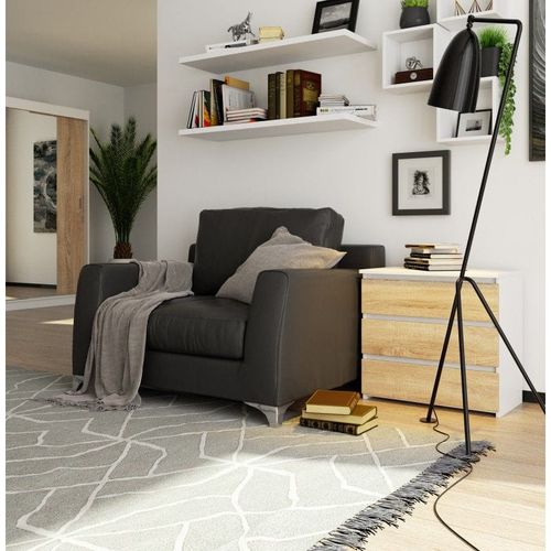 Szafka nocna, stolik, ALMA, 60x35x57, biel, dąb sonoma, mat | TYLETEGOTU na Arena.pl