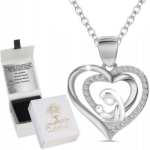 SREBRNY ŁAŃCUSZEK NASZYJNIK DLA DZIEWCZYNKI MEDALIK NA KOMUNIĘ GRAWER na Arena.pl