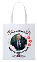 Prezydent Andrzej Duda Torba Eco Biała Shopper Z Nadrukiem Ze Zdjęciem
