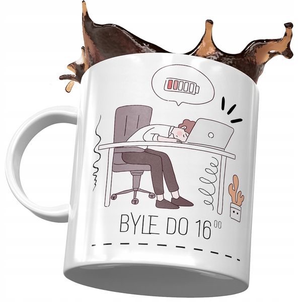 Kubek Śmieszny Zabawny Byle Do 16:00 Prezent Z Nadrukiem Ze Zdjęciem zdjęcie 1