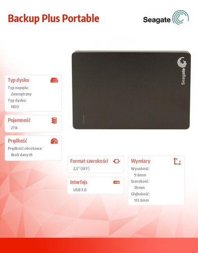Seagate DYSK STDR2000200 2TB 2,5''USB3.0 Backup Plus na Arena.pl
