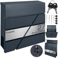 SKRZYNKA NA LISTY POCZTĘ POCZTOWA LISTOWA GAZETNIK ANTRACYT + ADRES STAL