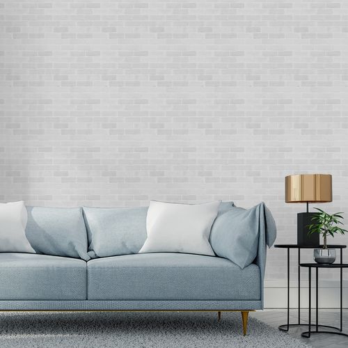 Tapeta Ścienna Biało-Szara CEGŁA Mur Dekoracja 3D na Arena.pl