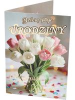 karta urodzinowa kwiatowa z cekinami  ur-071