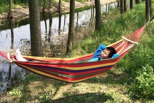 HAMAK OGRODOWY TURYSTYCZNY JEDNOOSOBOWY Z DRĄŻKIEM MOCNY 1 OSOBOWY 260x80CM na Arena.pl