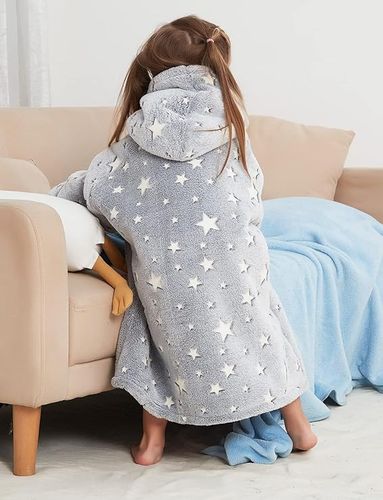 Bluza z kapturem Dla dzieci 2-6lat Ciepła Flanelowa Szara w Gwiazdy na Arena.pl