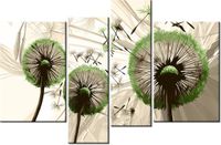 130CM 85 OBRAZ 4 ELEM DMUCHAWCE ZIELENI ŚCIENNY