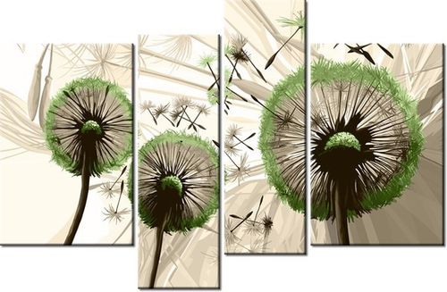 130CM 85 OBRAZ 4 ELEM DMUCHAWCE ZIELENI ŚCIENNY na Arena.pl