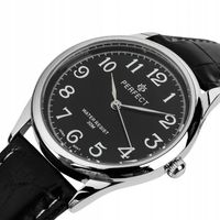 Zegarek męski klasyczny kwarcowy elegancki pasek skórzany analog Perfect