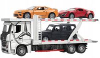 AUTO MODEL MERCEDES-BENZ ACTROS TIR LAWETA 3 AUTKA ZESTAW TRANSPORTER BIAŁY