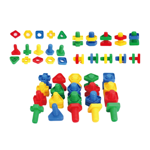 Klocki Konstrukcyjne Do Skręcania Zestaw Edukacyjny Kształty I Kolory 70 el na Arena.pl