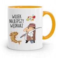 Kubek Żółty Wędkarza Wujek Najlepszy Wędkarz Z Nadrukiem Ze Zdjęciem