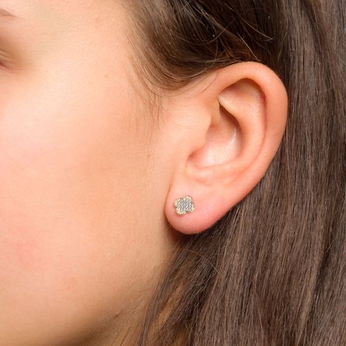 Złote Kolczyki Sztyfty Piękny Kwiat Cyrkonie na Arena.pl