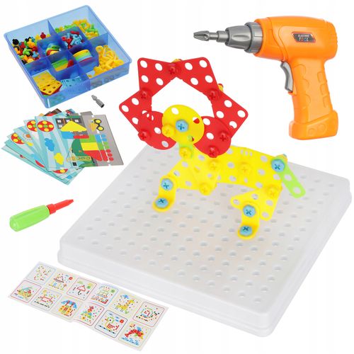 ZESTAW KONSTRUKCYJNY Z WIERTARKĄ 6W1 KREATYWNY 3D na Arena.pl