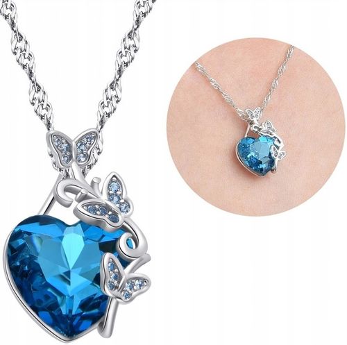 NASZYJNIK SREBRNY DAMSKI ŁAŃCUSZEK Z ZAWIESZKĄ NA WALENTYNKI SERCE SREBRO na Arena.pl