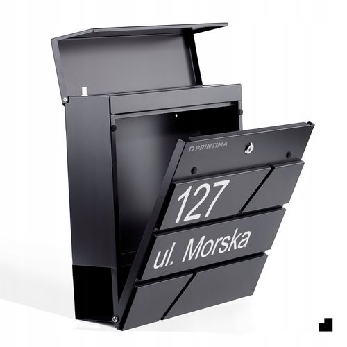 DUŻA SKRZYNKA NA LISTY Z ADRESEM NUMEREM DOMU |4 CZCIONKI| ANTRACYT RAL7016 na Arena.pl