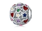 Rodowany srebrny charms do pandora kolorowa kulka serca gwiazdki kwadraciki cyrkonie srebro 925 NEW153