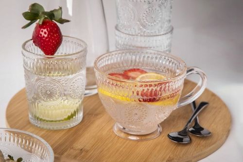 Zestaw 6 filiżanek do kawy szklanki kubki szklane Altom Design Daisy 430 ml na Arena.pl