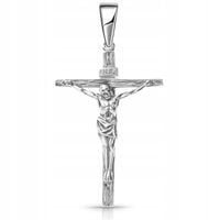 Krzyżyk duży srebrny męski 925 z Jezusem wizerunkiem pasyjka