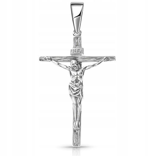 Krzyżyk duży srebrny męski 925 z Jezusem wizerunkiem pasyjka na Arena.pl