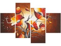 120CM 80CM ZEGAR 4 ELEM MAKI BRĄZACH OBRAZ ŚCIENNY