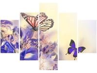 70 100CM OBRAZ 5 ELEM MOTYLKI DRUK PŁÓTNO