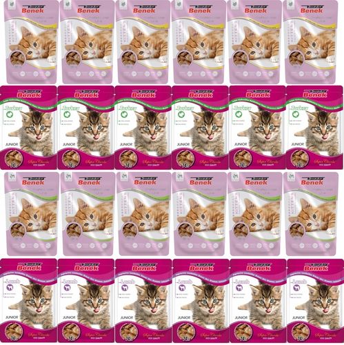 Benek Saszetki dla Kota Junior Kitten MIX SMAKÓW w Galarecie i Sosie 24x100 na Arena.pl